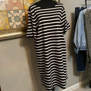 J. Crew Black and White Striped Dress